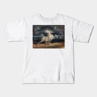 Horse Frightened by Lightning by Eugene Delacroix Kids T-Shirt